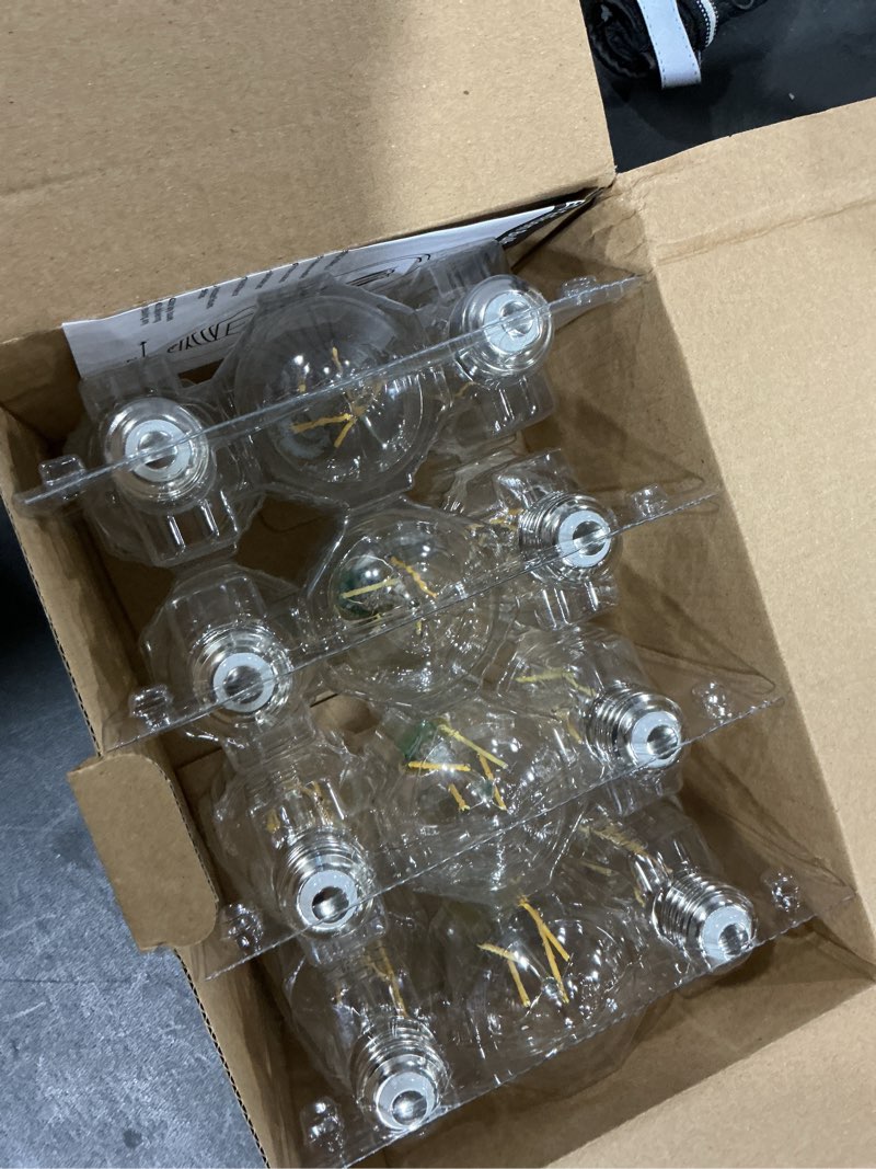 Condition photo showing Good Condition for Edison Bulbs 60 watt Equivalent LED, E26 LED Bulb Non-Dimmable, 4000K Daylight White, ST58 Vintage Light Bulbs, 90+ CRI, 6W 600LM, E26 Medium Base, Clear Glass, 12 Pack 12 Pack Daylight White