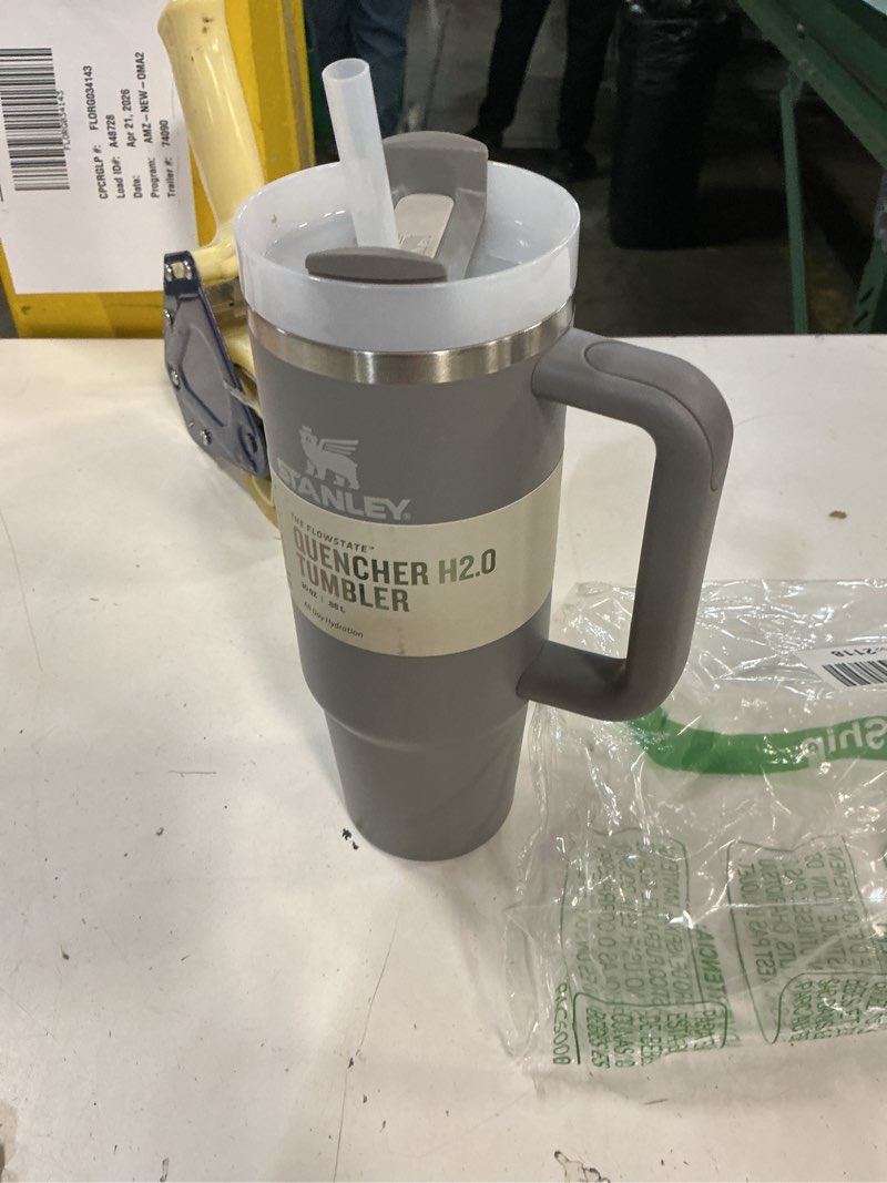 Condition photo showing New/Like New for stanley quencher h2.0 tumbler with handle and straw 30 oz | flowstate 3-position lid | cup holder compatible for travel | insulated stainless steel cup | bpa-free | stone 30 ounces stone