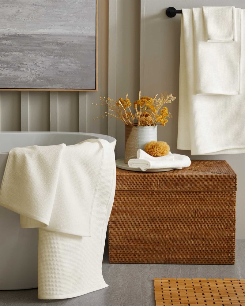 quince turkish waffle terry bath sheet bundle ivory