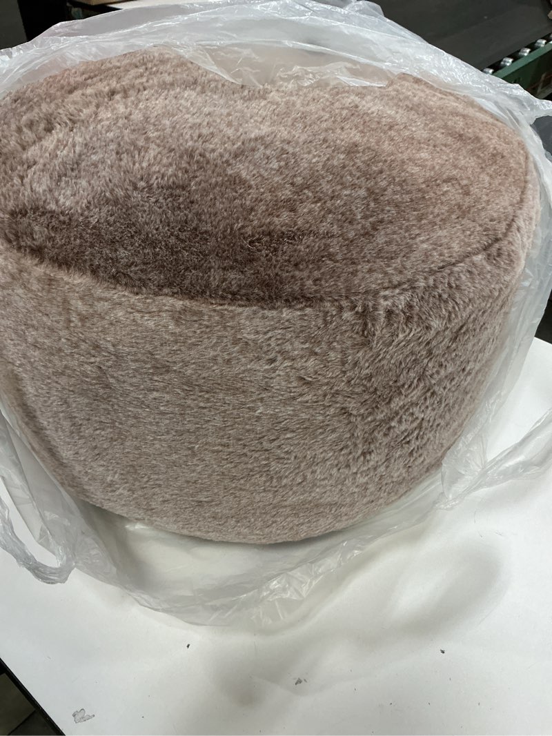 Condition photo showing Good Condition for Round Pouf Ottoman for Living Room 20"x15" Bean Bag Ottoman Soft Top Comfortable Small Foot Stool Foot Rest Pouf Brown Tall Footstool Ottomans Round Hassock Boho Furniture Floor Poufs for Sitting Brown 20"D x 20"W x 15"H