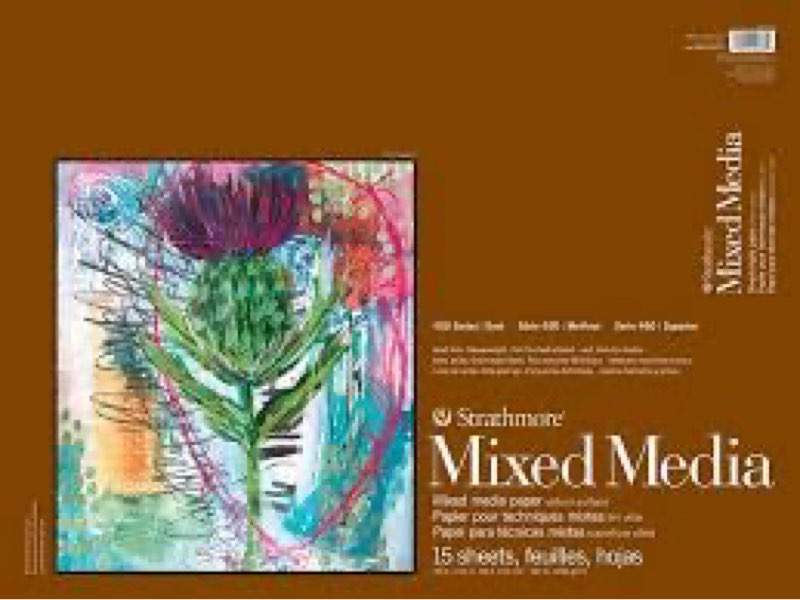 strathmore 400 series mixed media pad, 18"x24", white, 15 sheets white 18 x 24 inches art media paper