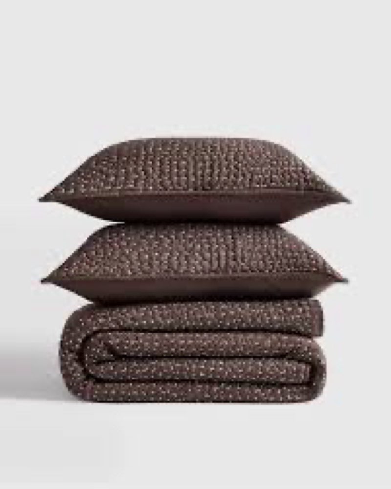 dnu | organic cotton hand stitched quilt set, espresso, king/cal king