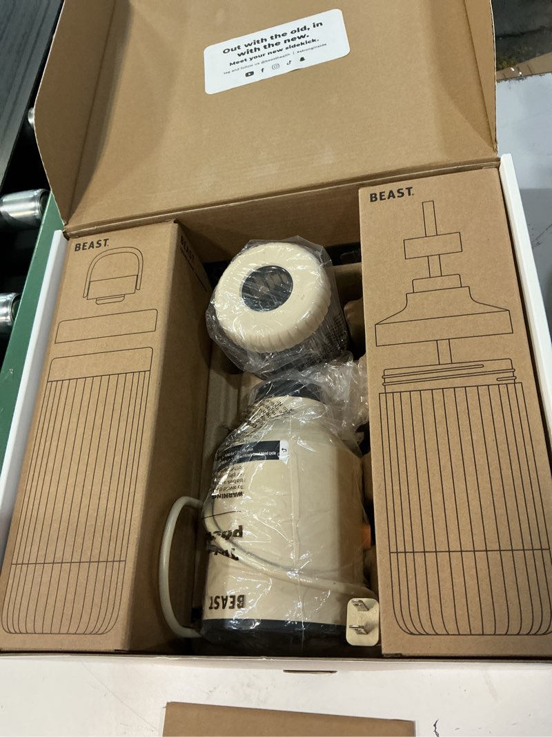 Condition photo showing As Is for beast mighty 850 plus | premium compact personal blender | smoothies, shakes, dressings, sauces | blends ice and frozen fruit | new xl vessel | extra vessels, lids and straws | 850w (sand) sand mighty 850 plus