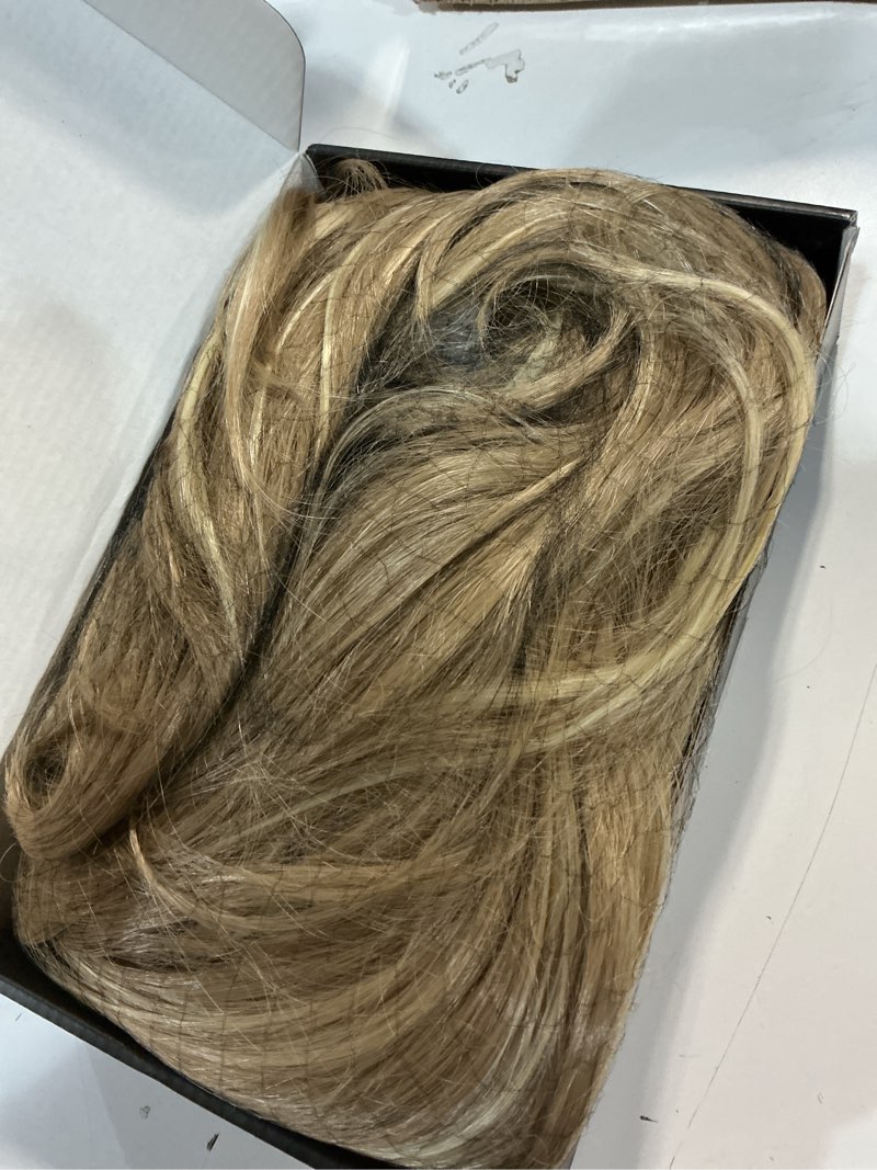 Condition photo showing Good Condition for FESHFEN Dirty Blonde Wavy Layered Wig with Curtain Bangs for Women, 22 Inch Long Synthetic Natural L