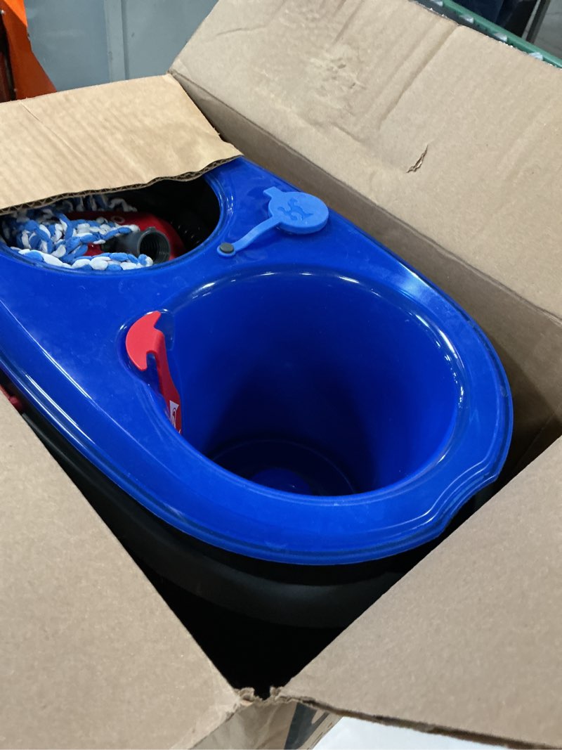 Condition photo showing As Is for o-cedar easywring microfiber spin mop, bucket floor cleaning system, red, gray, standard easywring spin mop & bucket