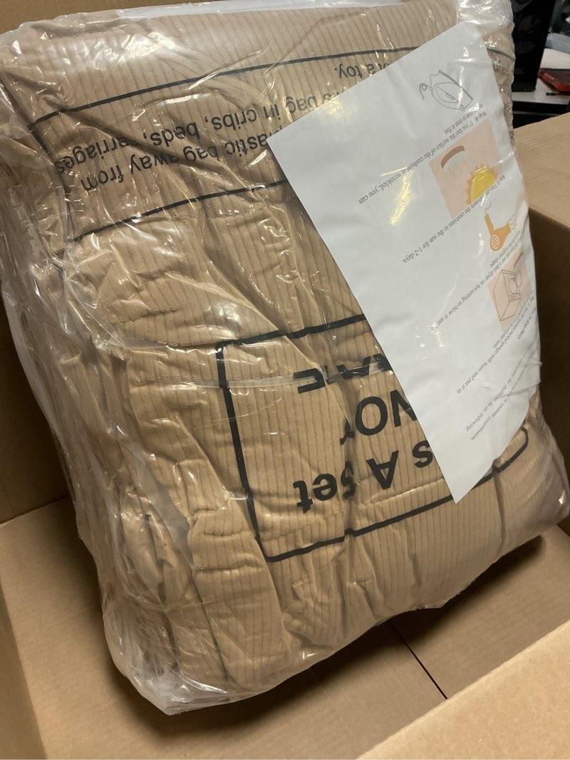 Condition photo showing New/Like New for juexica 4 set outdoor patio chair cushions corduroy seat high back tufted pillow replacement rocking chair cushions patio chair pads for autumn winter seasonal indoor home office (khaki)