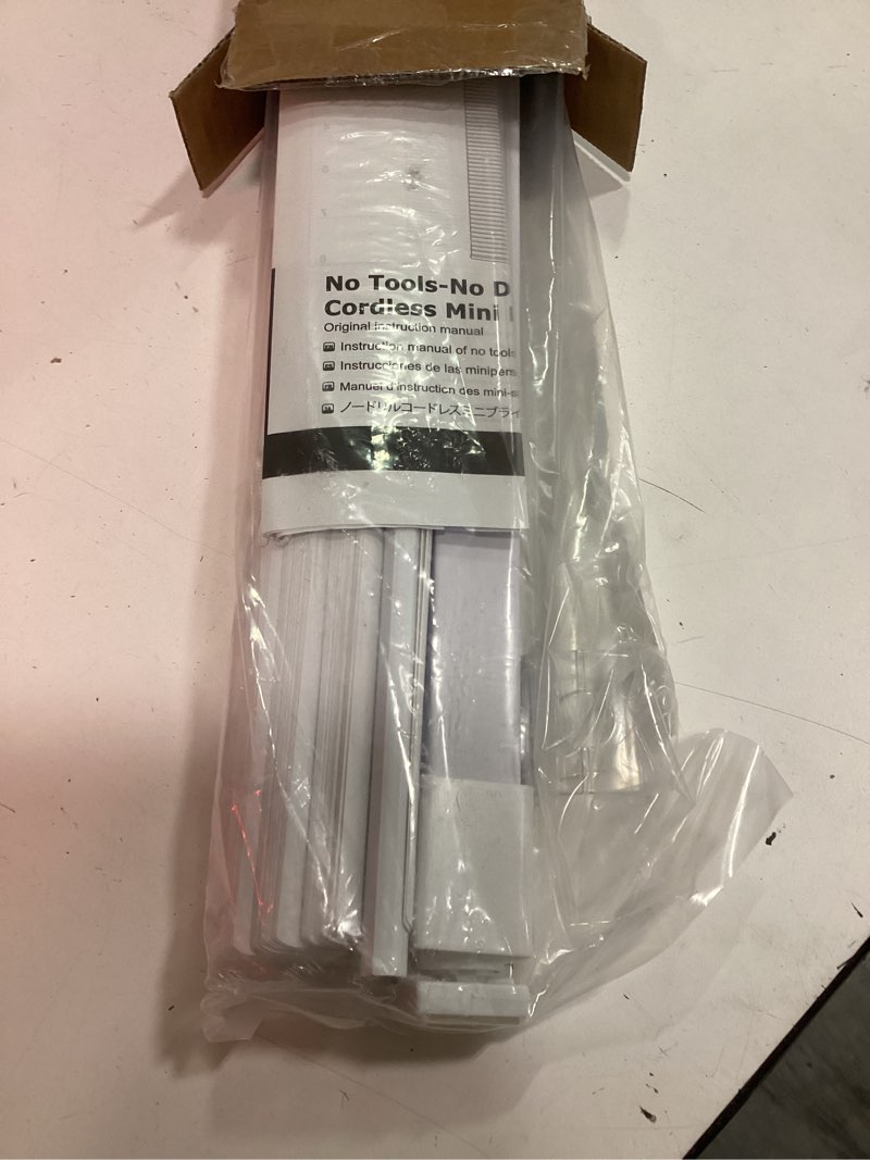 Condition photo showing Good Condition for no drill blinds for windows 1" vinyl l-shaped slats cordless mini blinds for home, for window size 20" w × 36" h white white 20" w × 36" h