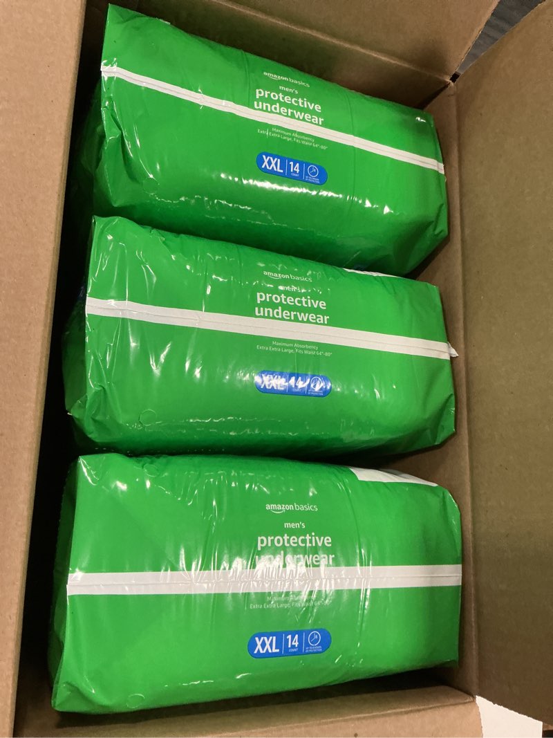 Condition photo showing New/Like New for Amazon Basics Incontinence Underwear for Men, Maximum Absorbency, 2X-Large, 42 Count (3 Packs of 14) 2X-Large 42