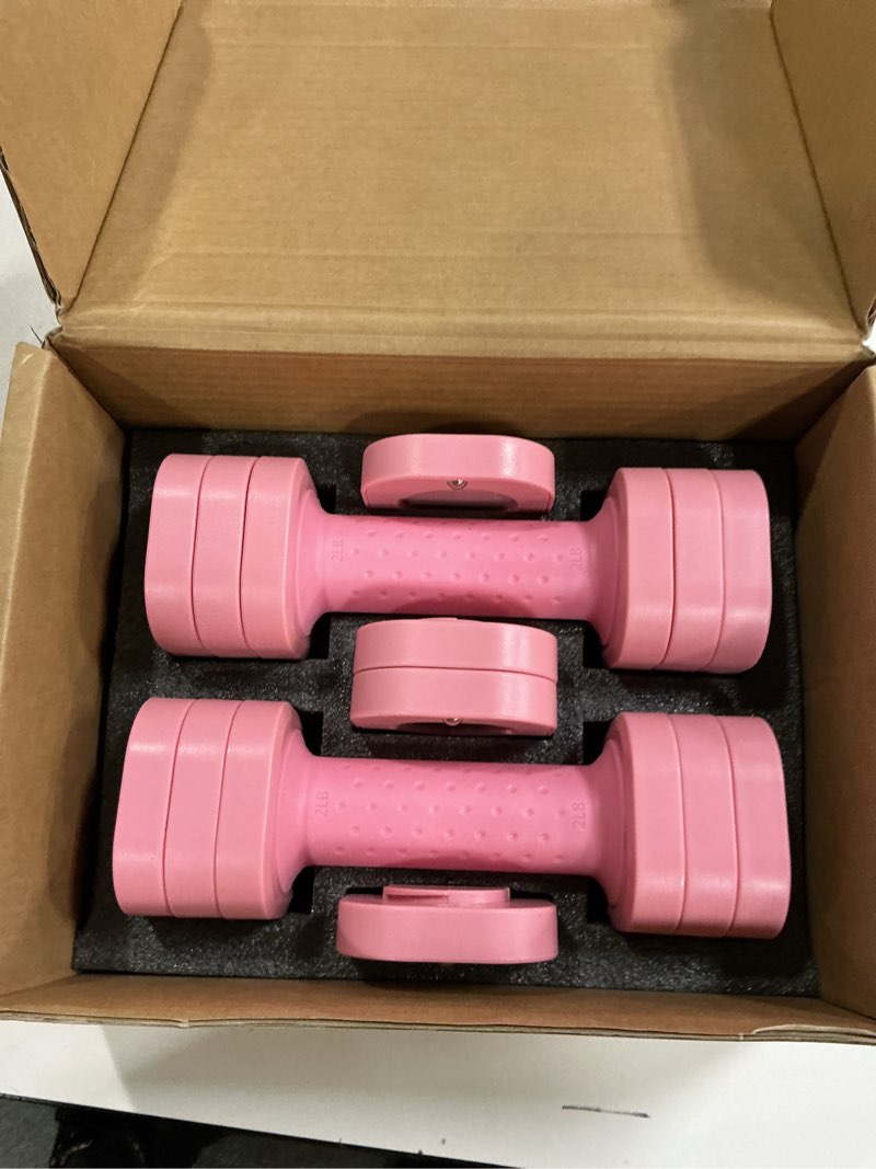 Condition photo showing New/Like New for Zempox Adjustable Dumbbell Set of 2, 4 in 1 Free Weights Dumbbells Set for Women, Hand Weights for Women at Home, Each 2lb 3lb 4lb 5lb with TPU Soft Rubber Handle for Home Gym Exercise Training Pink