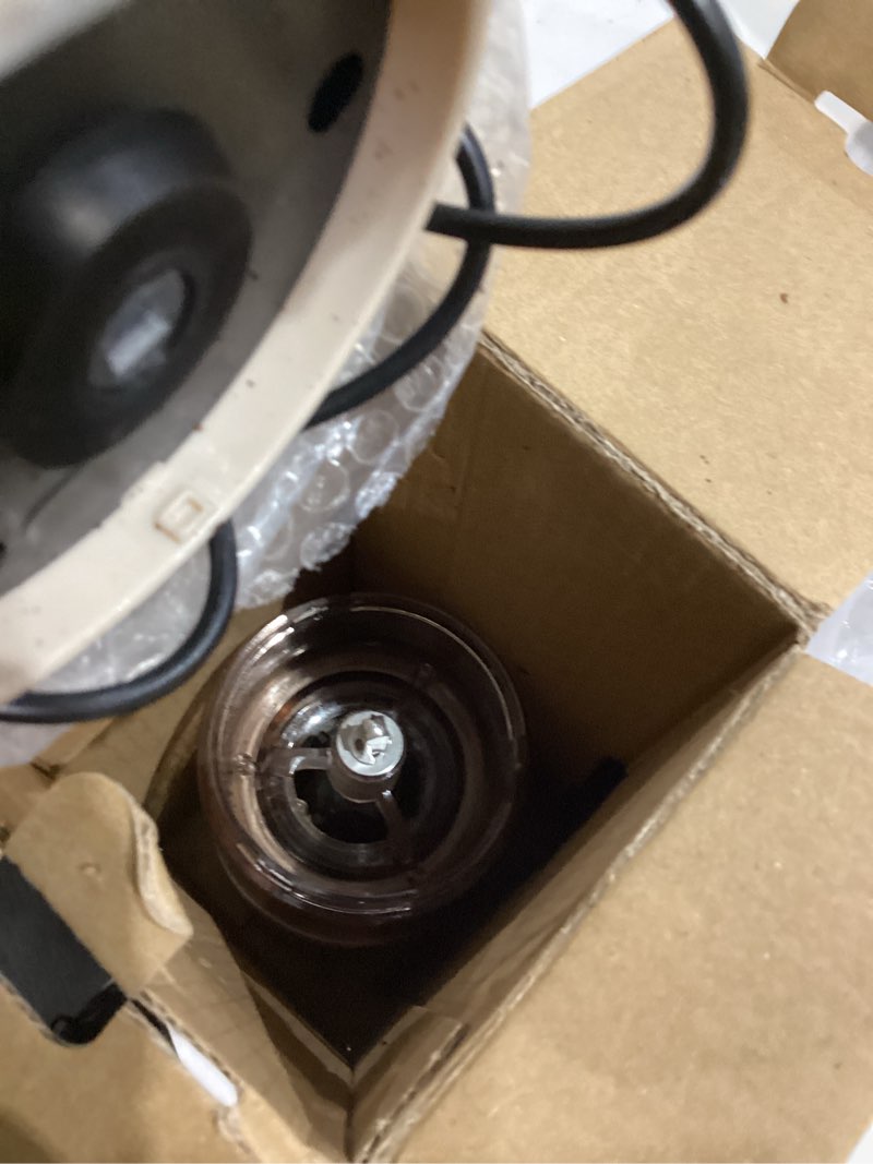 Condition photo showing As Is for lamido portable electric burr coffee grinder - grind while charging - visual bean hopper - 38 external grind settings - 1.8x faster grinding - 2000 mah battery for travel, camping - light beige e96t light beige