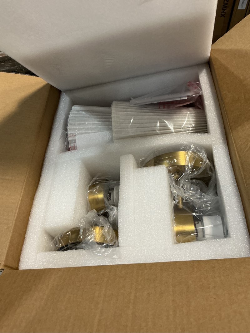 Condition photo showing Good Condition for set of 2 wall sconces, hwh gold bathroom light fixtures with milk white striped fabric shade, up and down vanity lights fixture, brushed gold finish, 5hzg97b-2pk bg-fb brushed gold - fabric 1-light*2