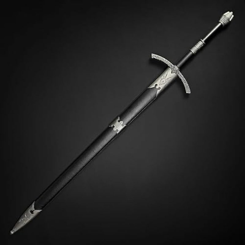 One Hand Medieval Crusader Sword - High Carbon Steel Sword - Prop Sword with Scabbard - LARP Sword w