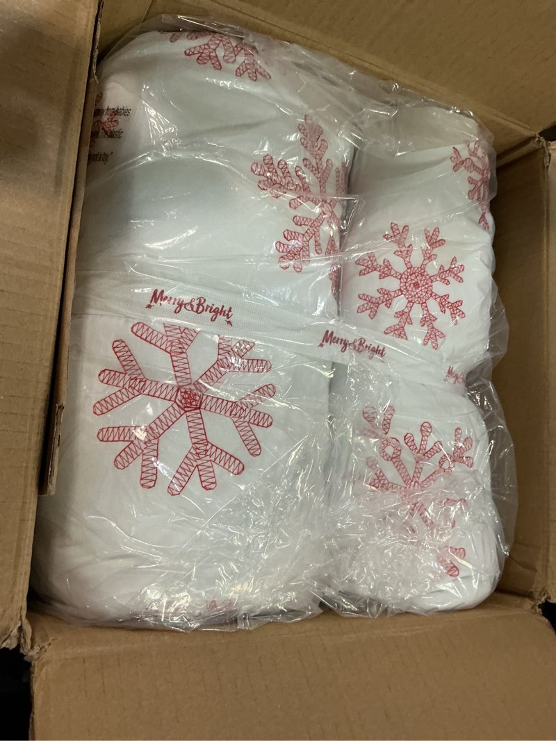 Condition photo showing Good Condition for Levtex Home Merry & Bright Collecion - Red Snowflake Sherpa Quilt Set - Full/Queen Holiday Quilt 88x92 and Two Standard Shams 26x20 - Snowflake - Christmas - Red and White - Reversible - Cotton/Poly