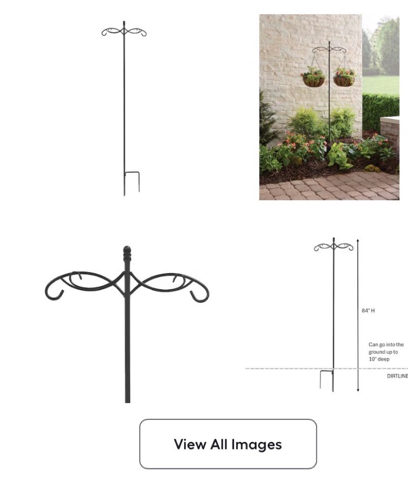 style selections 84-in black powder coated metal double shepherd's hook