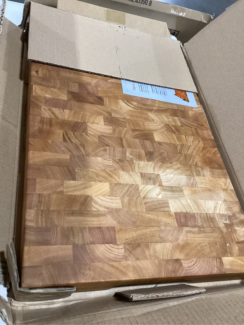 Condition photo showing Good Condition for SHUMARU Mahogany End-Grain Wood Cutting Board – 20×13×1.6? Butcher Block | Handmade in Bali – Silky-Smooth, Knife?Friendly, Ergonomic Grips & Non?Slip Feet End-Grain 20"L x 13"W