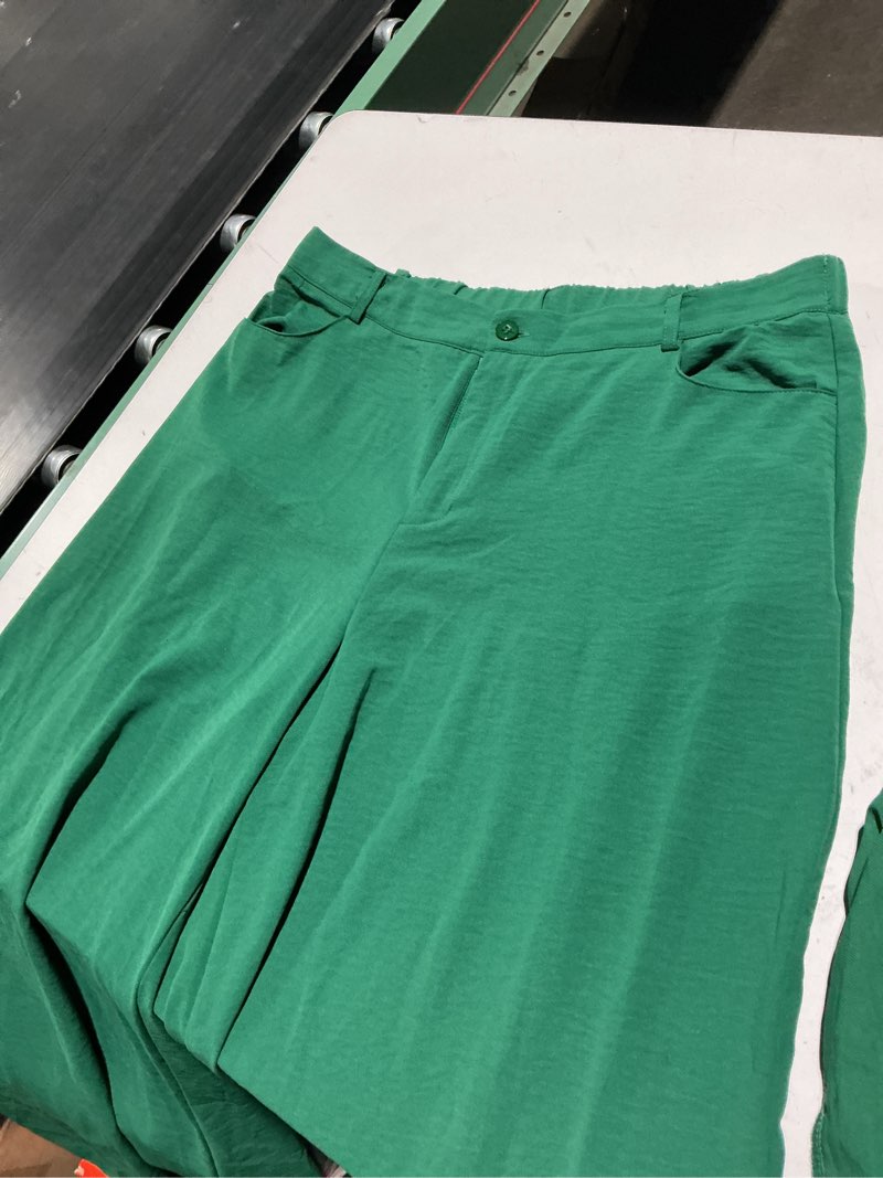 Condition photo showing As Is for chicme women summer 2 piece outfits off shoulder top flowy wide leg pants set vacation travel airport outfits xx-large c-dark green