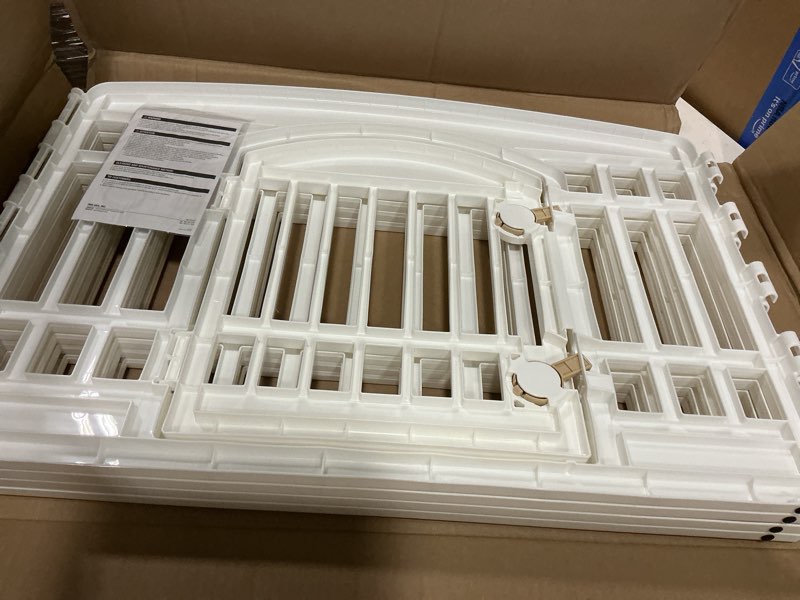 Condition photo showing New/Like New for iris usa dog playpen with door, 24” 4 panel pet exercise pen – indoor outdoor puppy play pen, portable plastic pet fence for small medium dogs, foldable 35” x 35” x 24”, white 4 panel - 24" h white