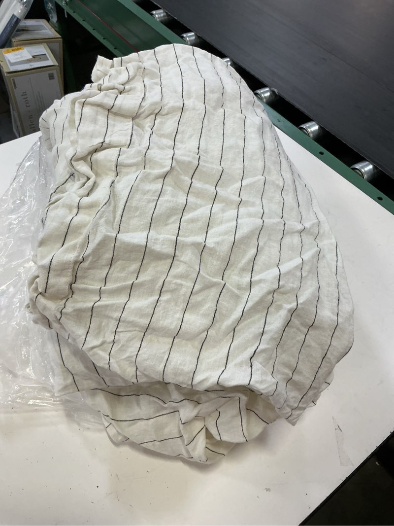 Condition photo showing Good Condition for 3 pc european linen stripe deluxe bedding bundle, queen, pencil stripe