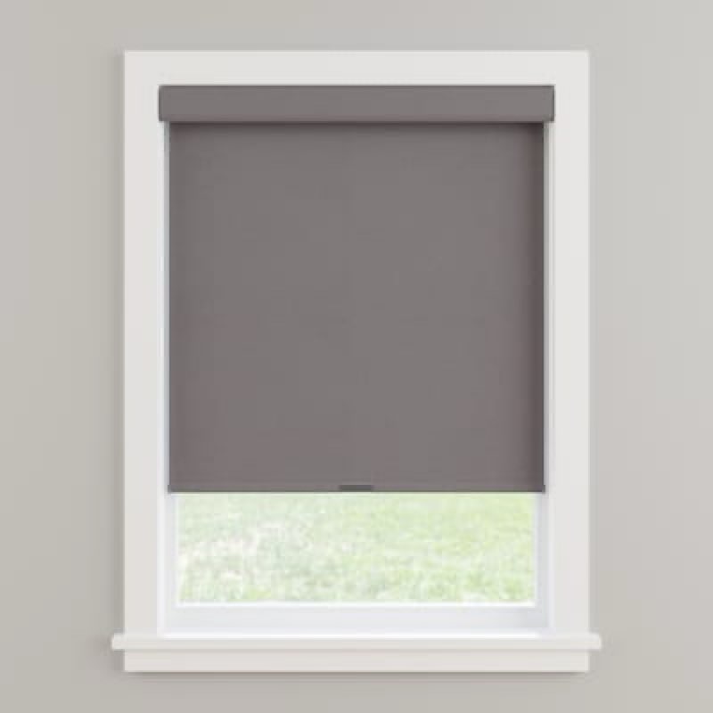 allen + roth simple rise roller 35-in x 72-in gray room darkening cordless roller shade