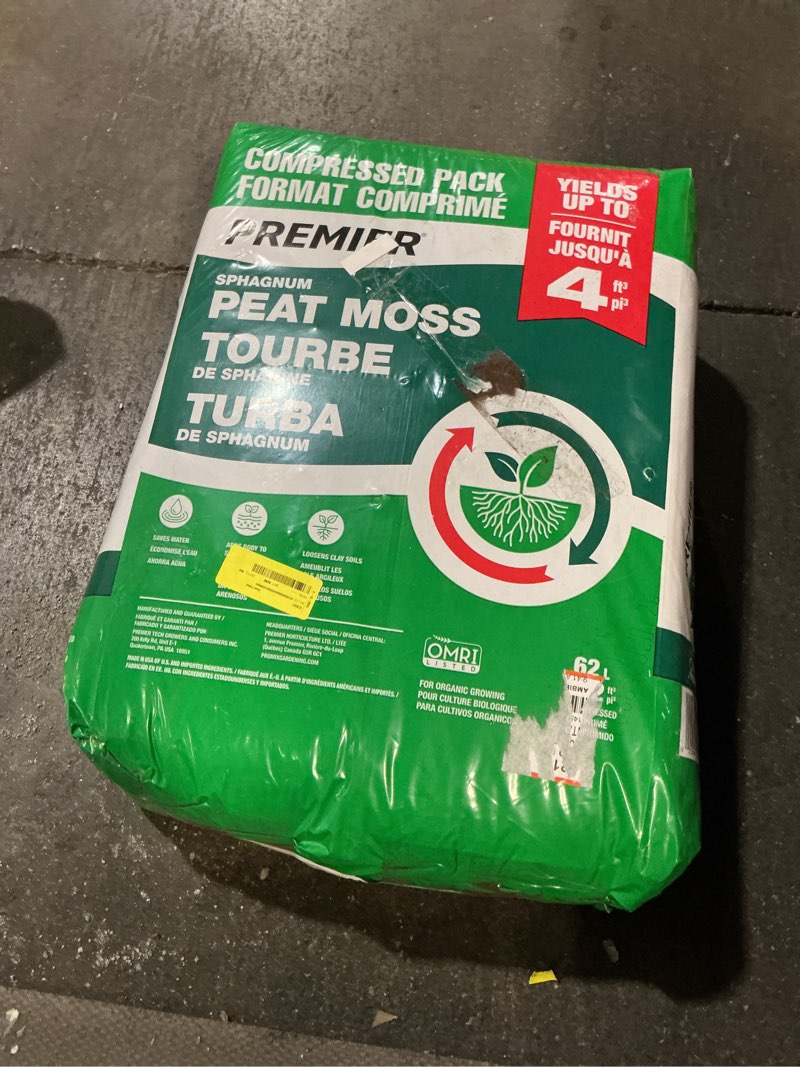 Condition photo showing Good Condition for premier organic peat moss soil amendment  sphagnum  2.2 cu ft compressed bale  expands to 4 cu ft