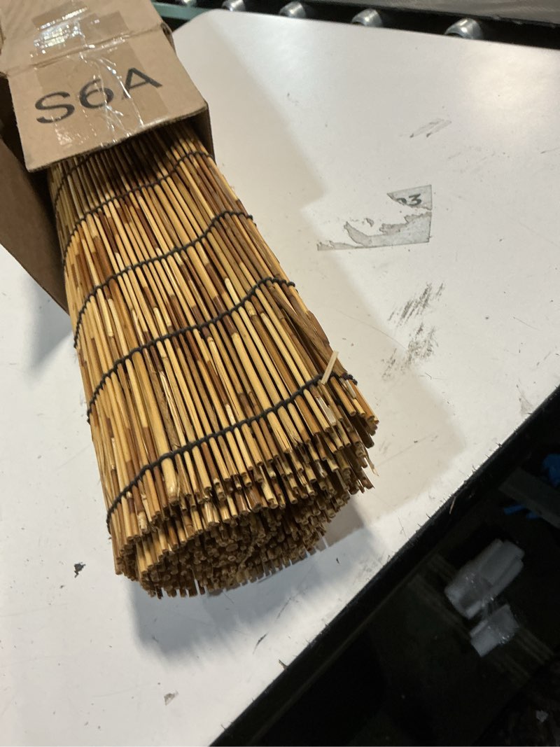 Condition photo showing As Is for natural reed fencing rolls: privacy bamboo fence 3/4/5/6ft high roll reed screen, decorative bamboo fencing for outdoor balcony patio garden backyard,with cable zip ties(coffee, 2.6x6.6ft) 2.6x6.6ft coffee