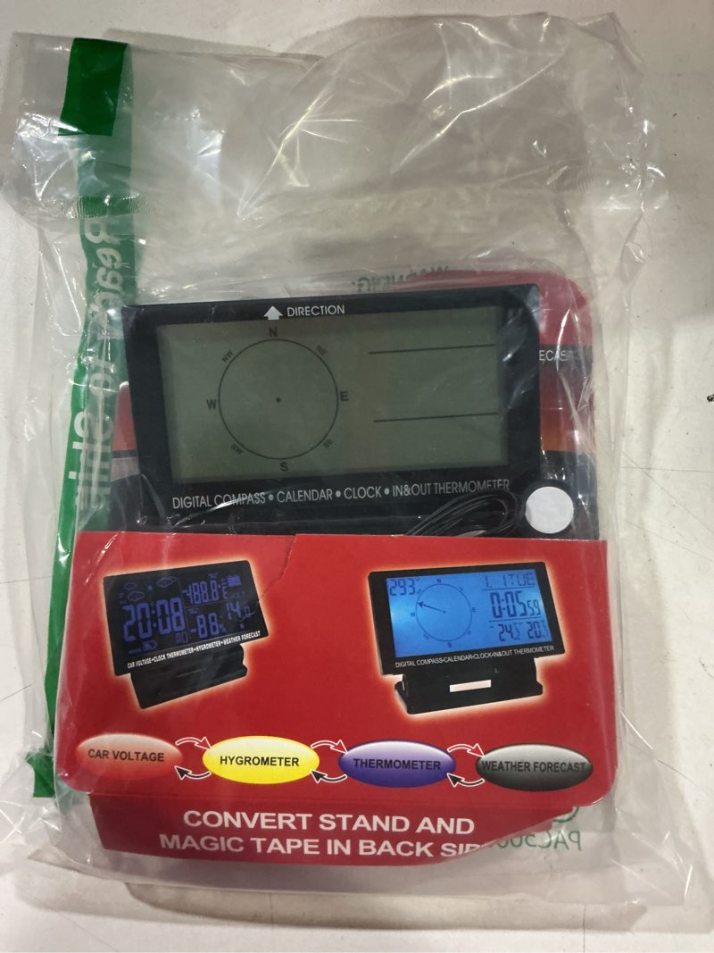 Condition photo showing Good Condition for digital car thermometer black with blue backlight compass clock with large lcd 3.9inch