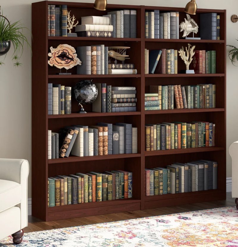 Gundela 71.2'' H X 63.4'' W Wood Bookcase With Adjustable Shelves, Wood Storage Standard Bookshelves 