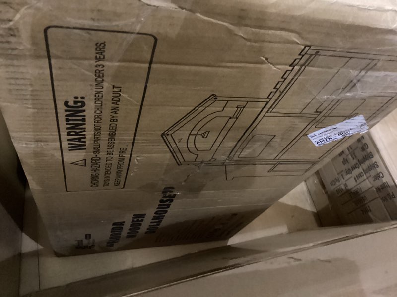 Condition photo showing New/Like New for ROBOTIME Wooden Dollhouse, Doll House with 29 Pieces Furniture Set - Pool and Elevator, Wooden Doll House for 4, 5, 6-Inch Dolls, 6 Rooms Pink Dollhouse Gift for Kids Girls Ages 3+ (Pink)