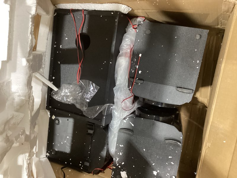 Condition photo showing As Is for Pyle 3-Piece Wireless Bluetooth Stereo System - 1000 Watt DVD Shelf System for Home with DVD Player, MP3, USB, FM Radio, Bass Reflex Speaker, and Remote Control, Compact & Portable