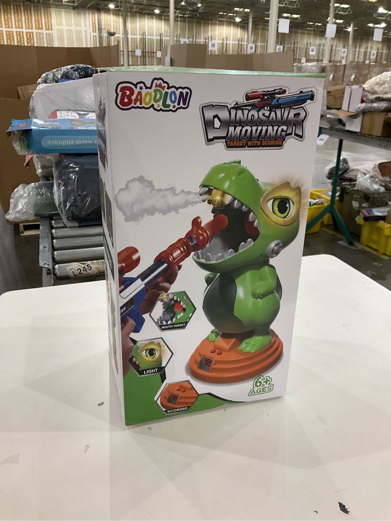 Condition photo showing New/Like New for BAODLON Dinosaur Shooting Toys for Boys 4 5 6 7 8 Years Old, Movable Electronic Scoring Target Game with 2 Toy Gun, Spray & Light & Sound, 24 Foam Balls, Christmas Birthday Gift for Kids 3-5, 5-7