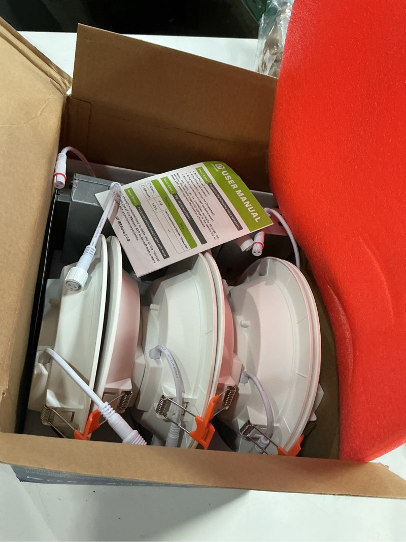 Condition photo showing Good Condition for smart recessed lighting 6 inch rgbcw color changing 16w led recessed ceiling light with junction box,1350lm canless led downlight compatible with alexa,dimmable by bluetooth control -6 pack 6in rgbcw work with alexa-6pack 6 pack