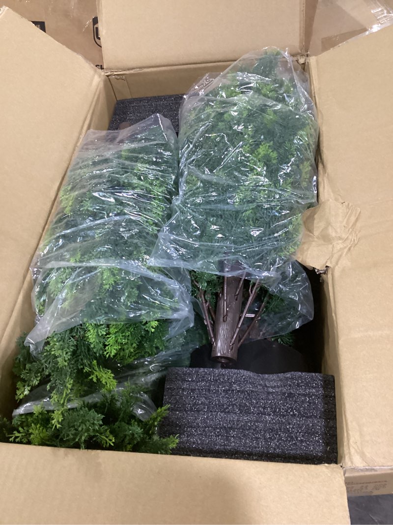 Condition photo showing New/Like New for Artificial Topiary Tree 2-Set - Beautiful Realistic Faux Cedar Pines, 3 Feet Tall, UV Protection for Longer Life, Durable 6" Wide Heavy Duty Pots for Outdoor & Indoor Decor (2, 37 Inch) 2 37 Inch