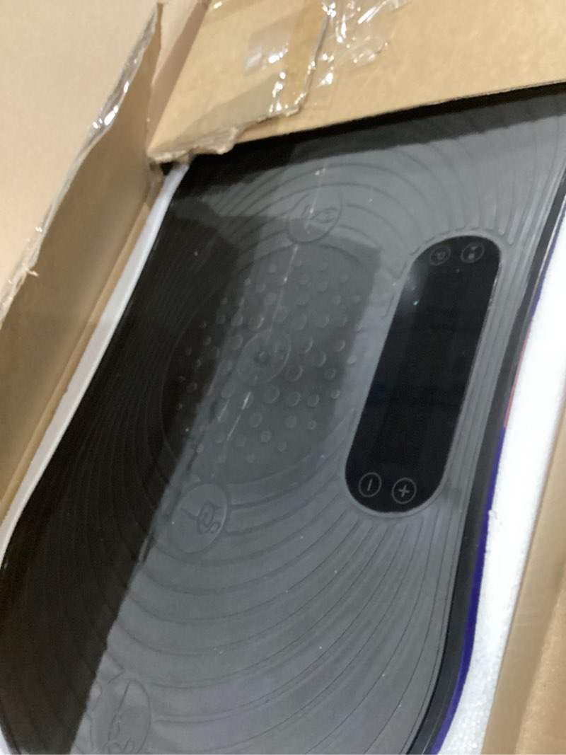 Condition photo showing As Is for MERACH Vibration Plate Exercise Machine, Vibrating Platform for Lymphatic Drainage Weight Loss Muscle Activation, Full Body Home Exercise Equipment with LED Touch Screen Bluetooth Pull Cord Arc-Blue