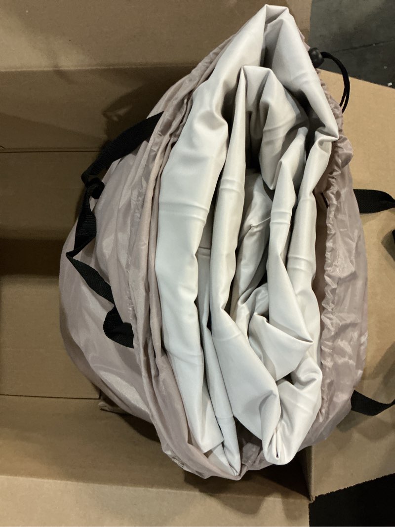 Condition photo showing As Is for air mattress queen with built-in pump – 18" raised inflatable mattress with high-speed pump, durable blow up mattress, colchón inflable, carry bag, comfy air bed perfect for guests, glamping, moving camel beige - i-beam queen