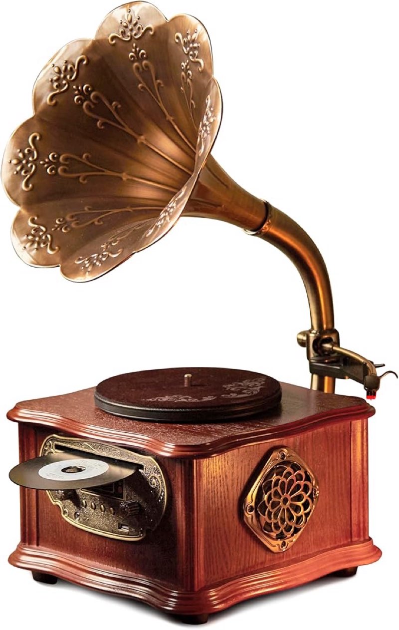 Wooden Phonograph Gramophone Turntable CD Player Stereo System Control 33/45 RPM FM AUX USB Ouput Bluetooth 4.2
