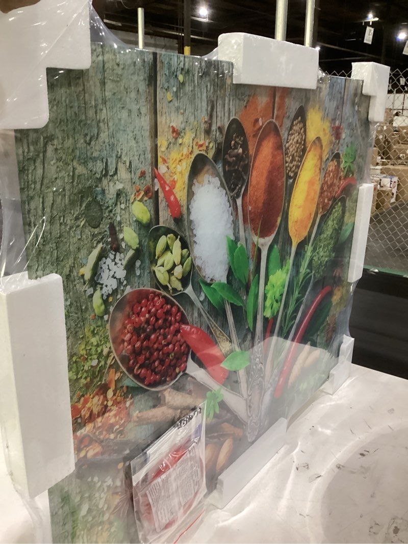 Condition photo showing New/Like New for daifuronge tempered glass backsplash for kitchen behind stove,spice stove backsplash top cover,easy to clean glass splashback, sink cover splash guard,home kitchen wall decor (art deco 1, 30"x14"(76.2x35.56cm)) art deco 1 30"l x 14"w