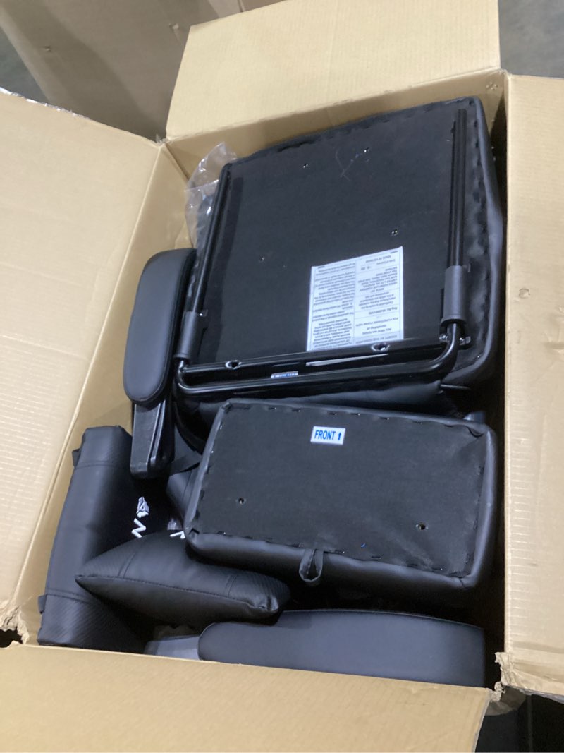 Condition photo showing Good Condition for n-gen gaming video gaming chair with footrest lumbar support for home office high back recliner height adjustable ergonomic comfy leather computer desk chair (black) black leather