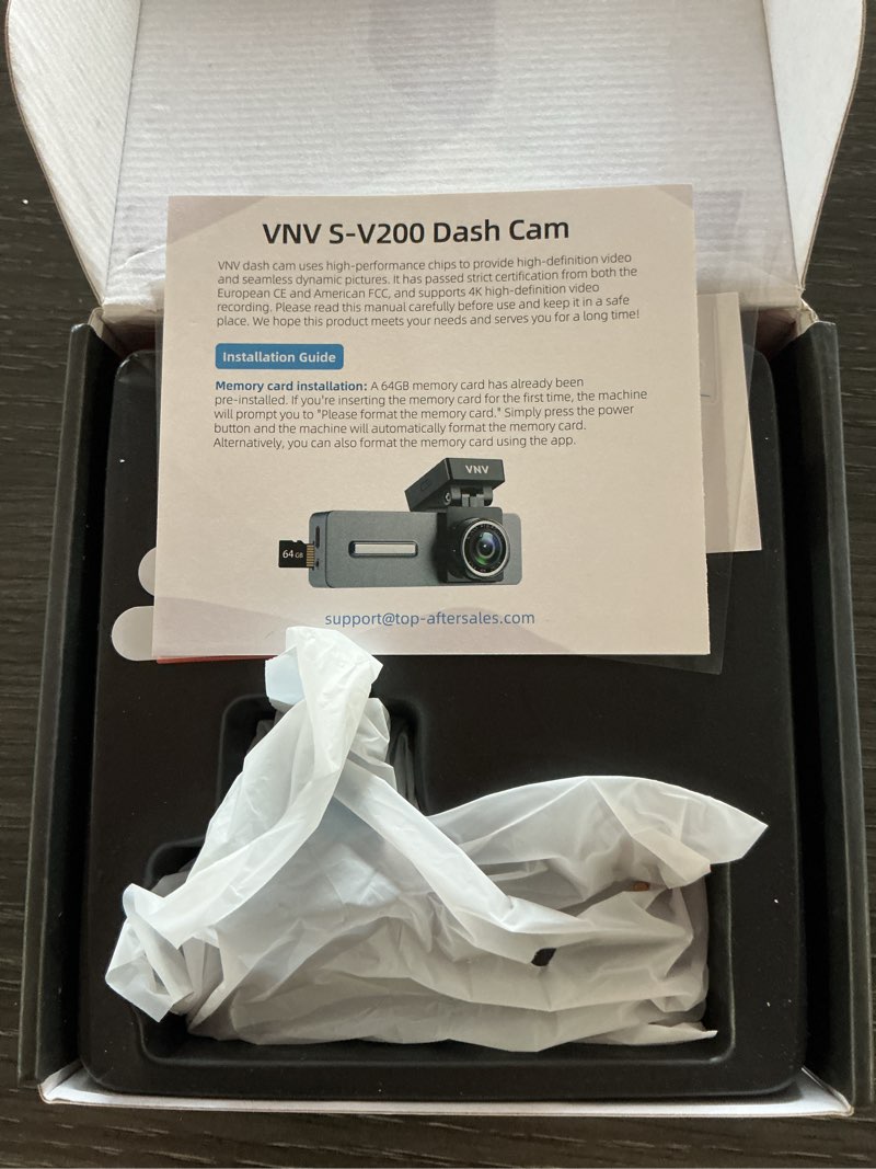 Condition photo showing New/Like New for vnv 4k+2.5k dash cam front and rear, galaxycore sensor, free 64gb card included, built-in wifi app control, dash camera for cars with wdr night vision,170°wide angle, 24h parking mode, 2" ips, s-v200