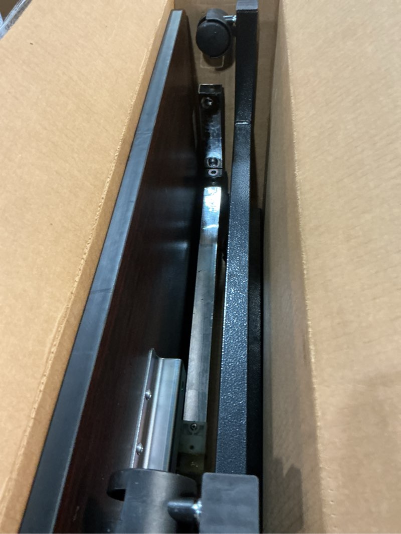 Condition photo showing Good Condition for drive medical overbed table with wheels - secure height adjustment for comfort - non tilt surface - smooth rolling design - home & hospital use - woodgrain laminate top - silver vein silver vein table
