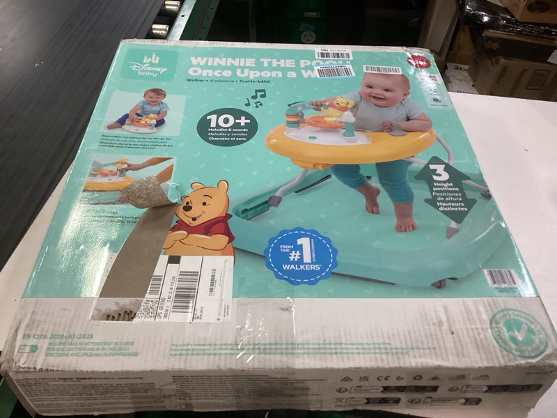 Condition photo showing New/Like New for bright starts disney baby winnie the pooh once upon a walk activity walker, 2 ways to play, unisex, ages 6 months+ yellow