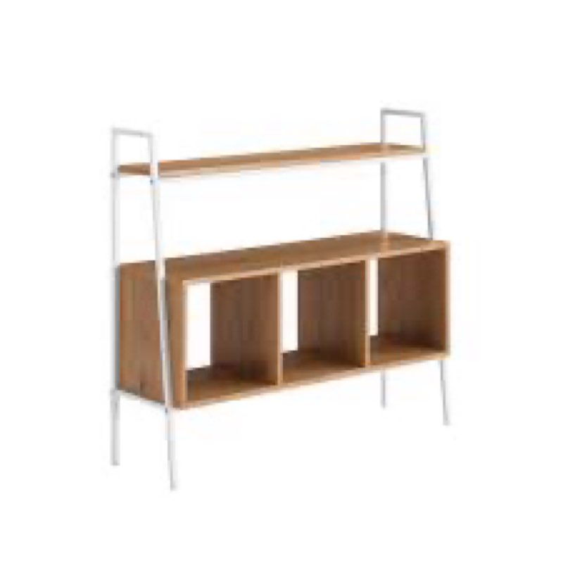 walker edison freya modern industrial open-cubby storage console 40 inch english oak