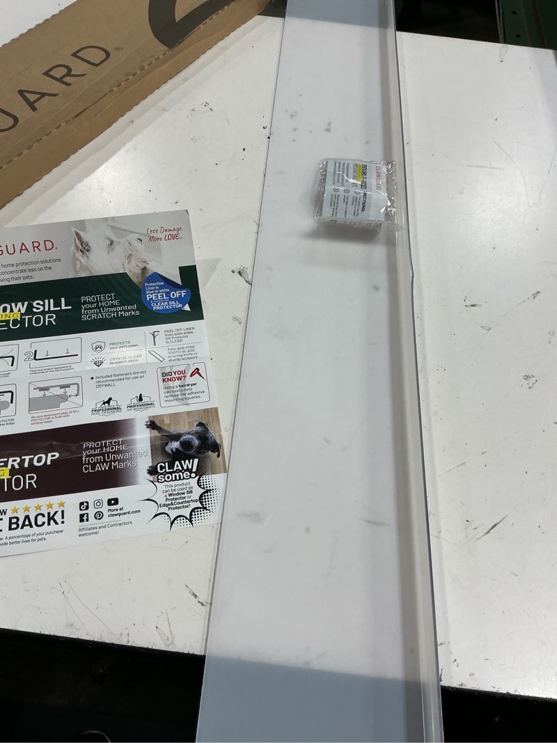 Condition photo showing New/Like New for clawguard plexiglass window sill protector – thick crystal clear window sill cover & extender – window ledge protector for dogs & cats (35.5in. x 5.25in.) window sill protector 35.5 in. x 5.25 in.