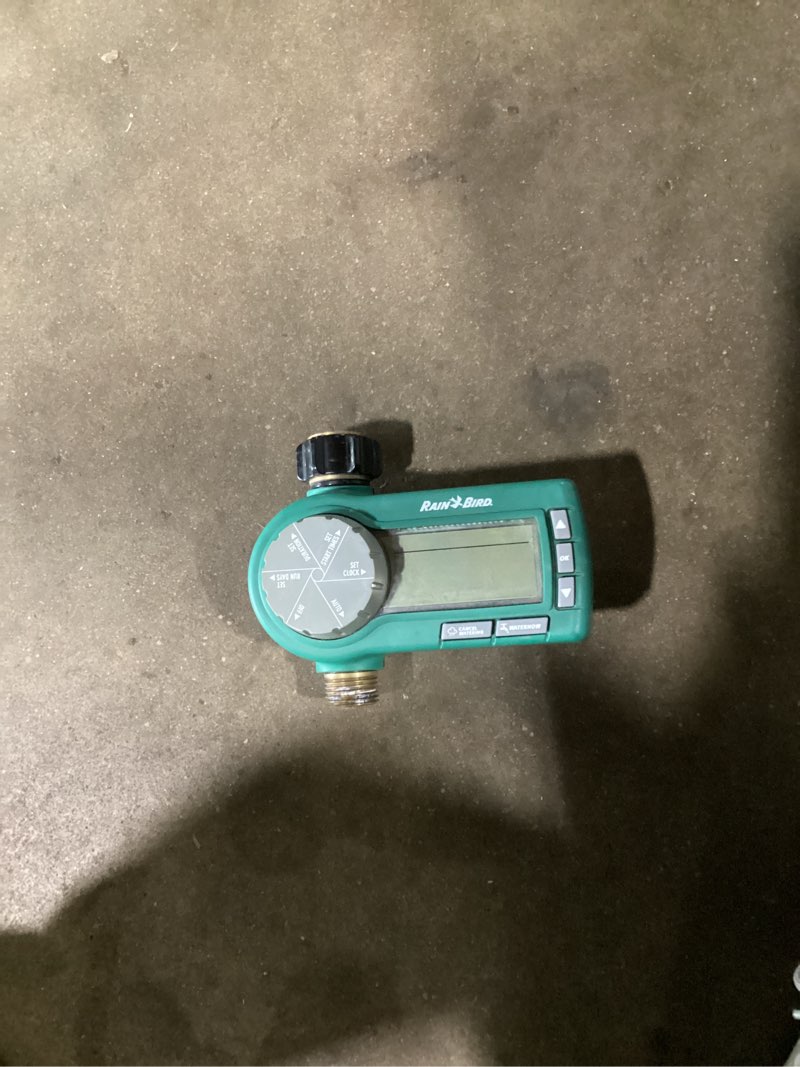 Condition photo showing As Is for rain bird 1zehtmrp premium professional grade electronic digital hose end timer/controller, one zone/station, battery operated, digital with brass inlet/outlet timer 1zehtmrp
