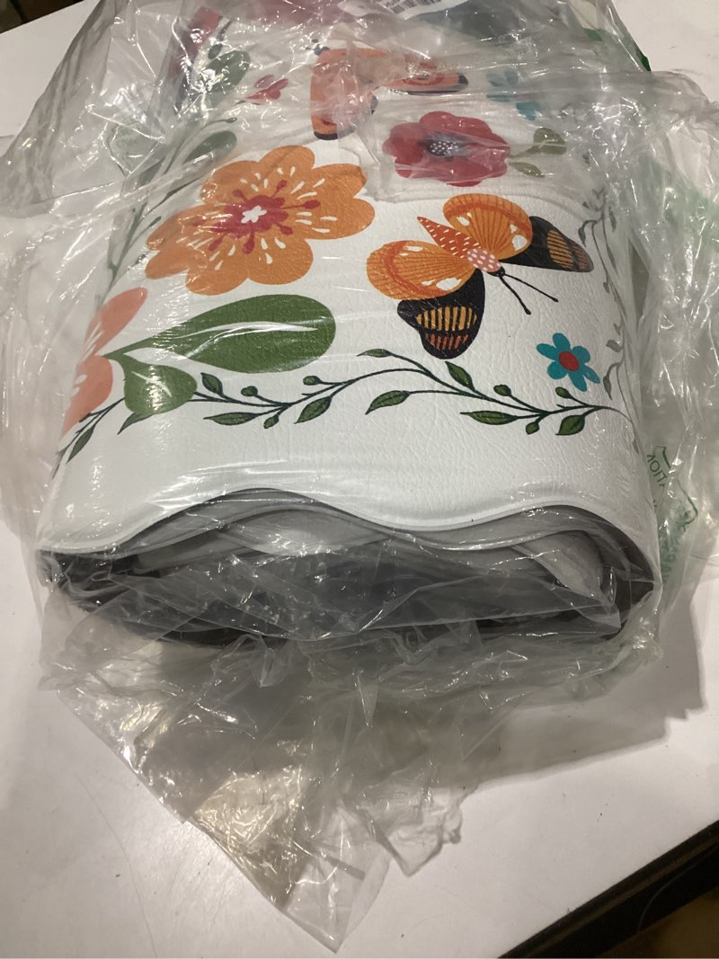 Condition photo showing As Is for arenarug scalloped kitchen mats for floor 2pc cushioned anti fatigue kitchen mats rugs waterproof non slip farmhouse boho floral comfort foam standing mat for sink laundry, white floral- white 17.3"x30"+17.3"x47"