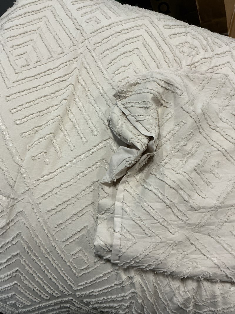 Condition photo showing As Is for Litanika California King Comforter Set Beige, 3 Pieces Cream Tufted Boho Farmhouse Bedding Comforter Sets, Lightweight Fluffy Comforter Bed Set for All Season (104x96In Comforter and 2 Pillowcases) 01-beige California King (104"x96")