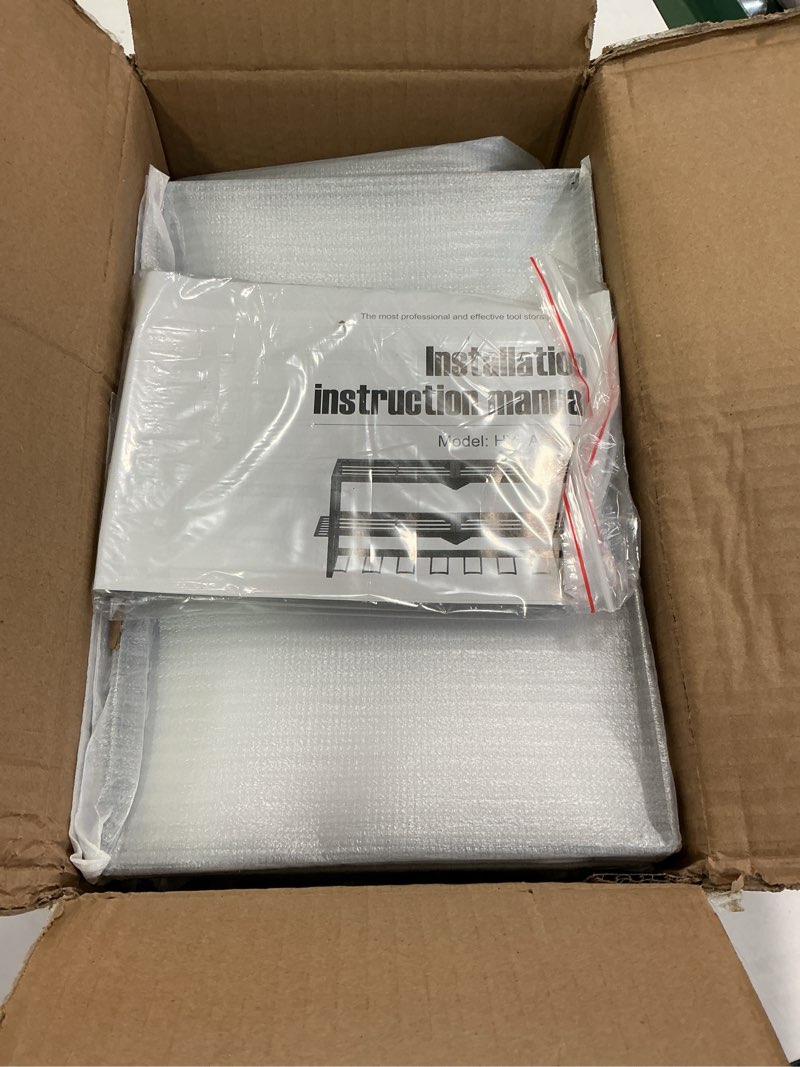 Condition photo showing Good Condition for Power Tool Organizer for Tool Storage, Drill Holder Wall Mount with Screwdriver Organizer, Tool Holder for Garage Wall Organization, Heavy Duty Metal Tool Shelf with Battery Holder 3 shelves 7 slots