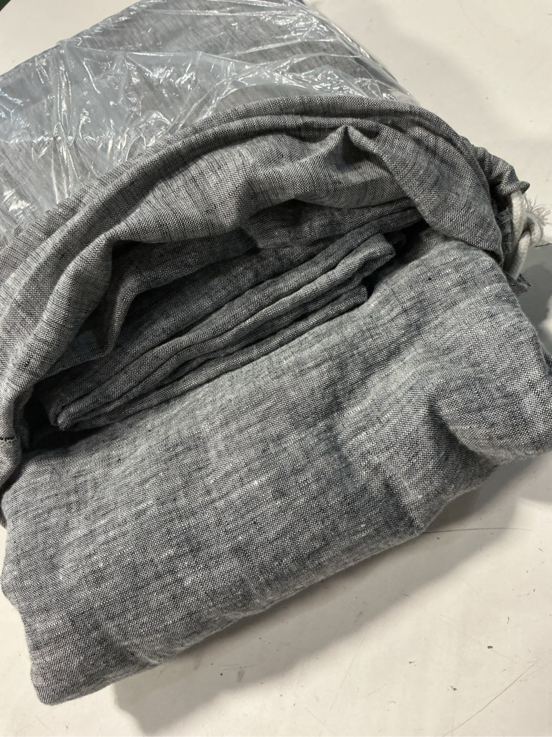 Condition photo showing Good Condition for european linen duvet cover, twin, charcoal chambray