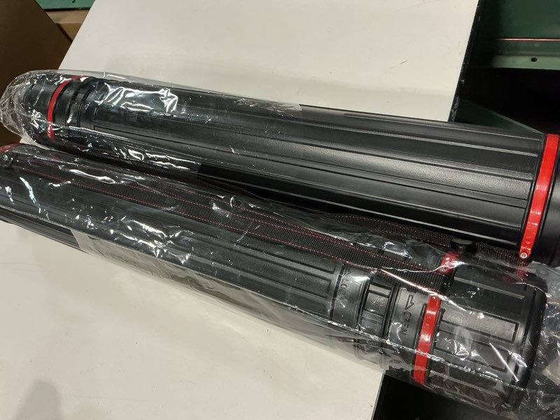 Condition photo showing Good Condition for 2 Pack Extendable Poster Tube, Round Black Telescoping Art Drafting Tube, Expand from 30.3" to 52", Plastic Blueprint Document Storage Holder Cases with Strap for Carrying Artworks Scrolls