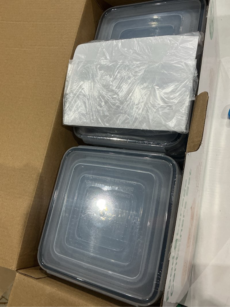 Condition photo showing Good Condition for 50 pcs food storage containers with lids (25 containers & 25 lids) - reusable plastic food containers for kitchen storage and organization bpa-free leakproof meal prep container with labels & pen 25 pack