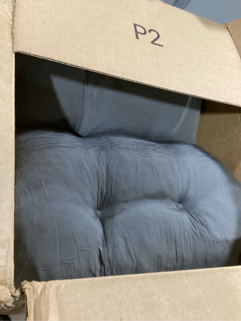 Condition photo showing Good Condition for downluxe Outdoor Bench Cushion for Patio Furniture, Waterproof Tufted Overstuffed Porch Swing Cushions, Thick Outdoor Loveseat Cushions, 59" x 18" x 5", Dark Grey, Set of 1 Dark Grey 59x18x5 Inch